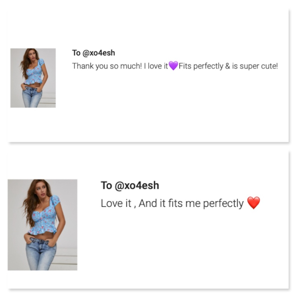 Blue Floral Peplum Hem Sweetheart Babydoll Top - Picture 6 of 8